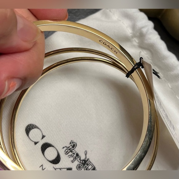 Coach Gold and White Bangle Bracelet Set of 3 - Picture 4 of 12